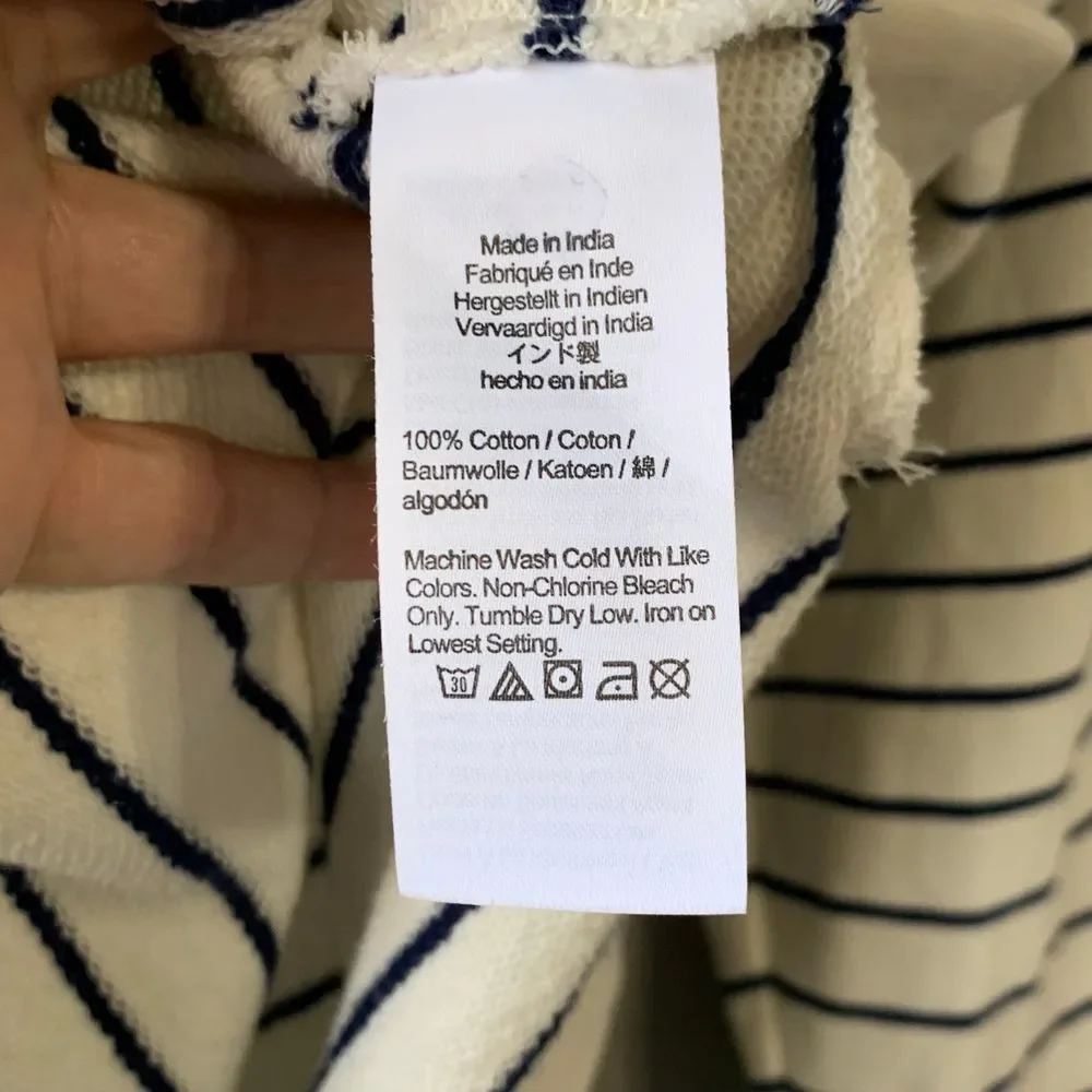 J. Crew‎ University Terry v-neck polo shirt in navy/winter white. Size XL